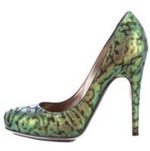 LANVIN PARIS GREEN BROCADE‎ HEEL PUMP 9 40